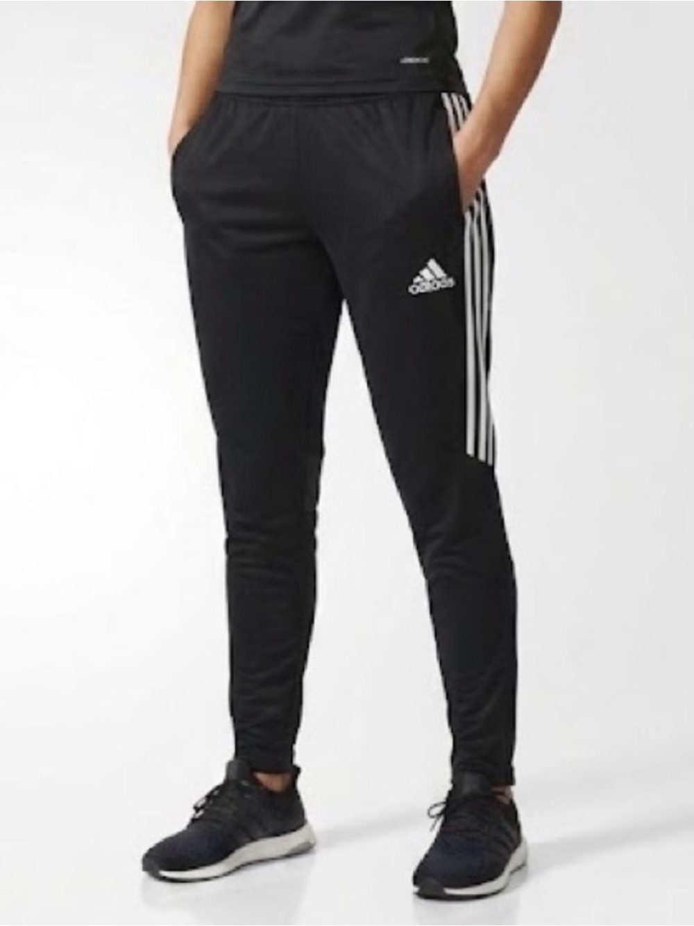 adidas Black Soccer Pants with White 3-Stripes, Women’s Size XS extra small